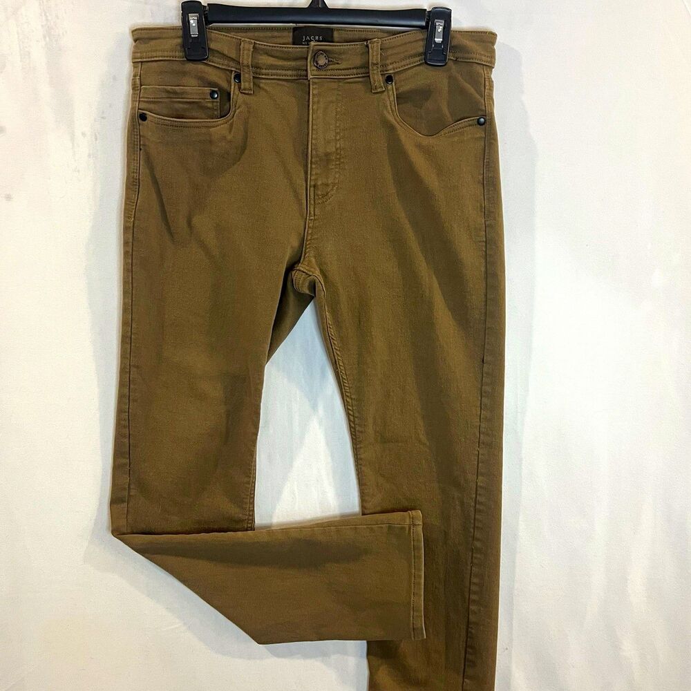 JACHS Men's Jeans Brown Slim Fit Medium Wash Cotton Denim Size 32